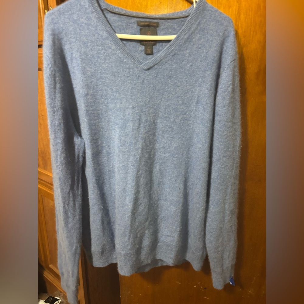 Monte rosso 100% Italian cashmere light blue v neck sweater xl  Luxury designer